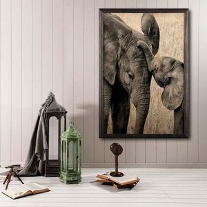 Tablou decorativ, Elephant Baby, Lemn, Lemn, Multicolor imagine