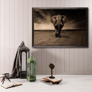 Tablou decorativ, Strong Elephant, Lemn, Lemn, Multicolor imagine