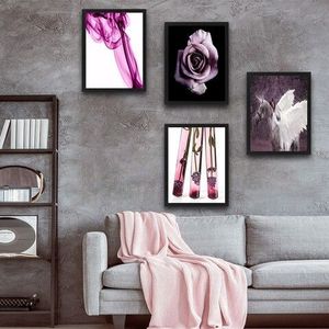 Set 4 tablouri decorative, Purple Unicorn Set, PAL, Hartie, Multicolor imagine