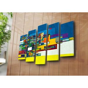 Set 5 tablouri decorative, 5PATK-201, Canvas, 19 x 70 cm, Multicolor imagine