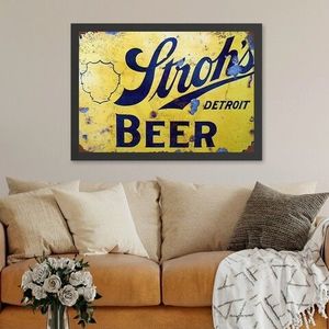Tablou decorativ, Detroit Beer (35 x 45), MDF , Polistiren, Galben / Albastru închis imagine