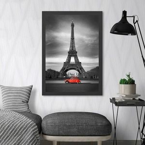 Tablou decorativ, Eiffel Tower (35 x 45), MDF , Polistiren, Negru/Rosu imagine