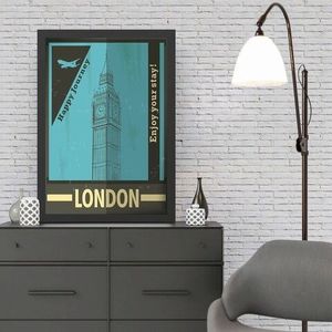 Tablou decorativ, London 2 (35 x 45), MDF , Polistiren, Turcoaz/Negru imagine