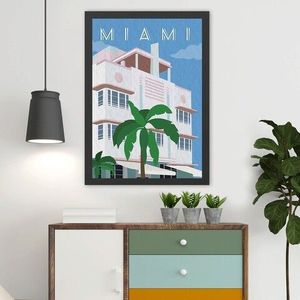 Tablou decorativ, Miami (35 x 45), MDF , Polistiren, Multicolor imagine