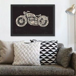 Tablou decorativ, Motorcycle (35 x 45), MDF , Polistiren, Negru / Crem imagine