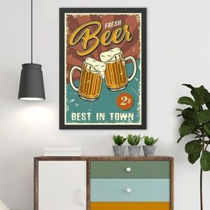 Tablou decorativ, Fresh Beer (40 x 55), MDF , Polistiren, Multicolor imagine