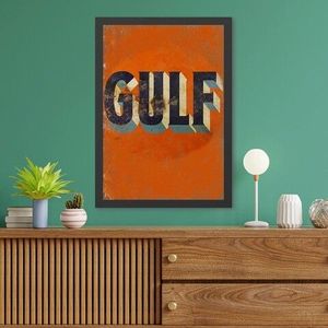 Tablou decorativ, Gulf (40 x 55), MDF , Polistiren, Portocaliu/Negru imagine