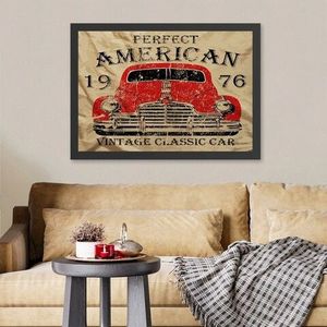Tablou decorativ, Perfect American (40 x 55), MDF , Polistiren, Crem / Roșu / Negru imagine
