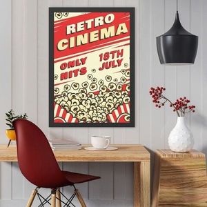 Tablou decorativ, Retro Cinema (40 x 55), MDF , Polistiren, Crem / Roșu imagine