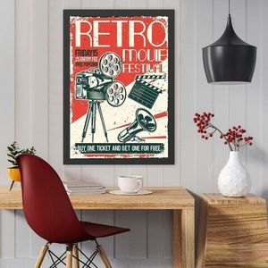 Tablou decorativ, Retro Movie (40 x 55), MDF , Polistiren, Multicolor imagine