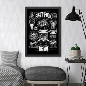 Tablou decorativ, Fast Food (55 x 75), MDF , Polistiren, Alb/Negru imagine