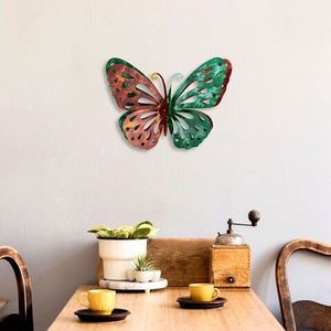 Decoratiune de perete, Farfalla 4, Metal, Dimensiune: 29 x 22 cm, Multicolor imagine