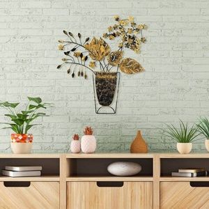 Decoratiune de perete, Flowers in Pots, Metal, Dimensiune: 47 x 55 cm, Multicolor imagine