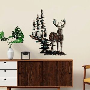 Decoratiune de perete, Deer, Metal, Dimensiune: 65 x 79 cm, Multicolor imagine