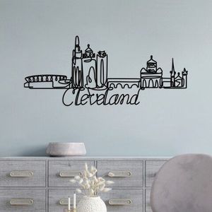 Decoratiune de perete, Cleveland, Metal, Grosime: 2 mm, Negru imagine