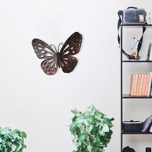 Decoratiune de perete, Butterfly Multicolor, Metal, Produs lucrat manual, Multicolor imagine