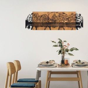 Decoratiune de perete, Last Dinner, Metal, Cadru: 100% LEMN (grosime: 3 cm), Nuc negru imagine