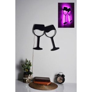 Decoratiune luminoasa LED, Wine Glasses, MDF, 60 LED-uri, Roz imagine