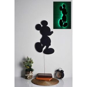 Decoratiune luminoasa LED, Mickey Mouse, MDF, 60 LED-uri, Verde imagine