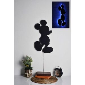Decoratiune luminoasa LED, Mickey Mouse, MDF, 60 LED-uri, Albastru imagine