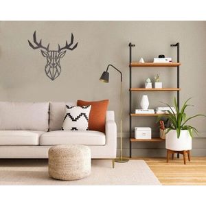 Decoratiune de perete, Deer, Metal, Dimensiune: 50 x 50 cm, Negru imagine