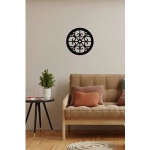 Decoratiune de perete, Rustic Circles 3, Metal, 30 x 30 cm, Negru imagine