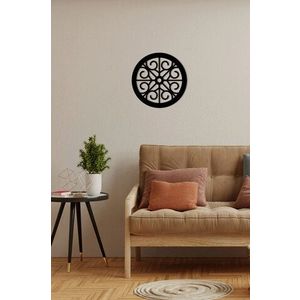 Decoratiune de perete, Rustic Circles 2, Metal, 30 x 30 cm, Negru imagine