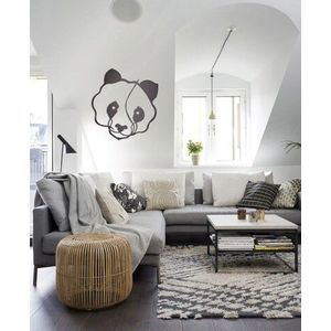 Decoratiune de perete, Panda, Metal, Dimensiune: 50 x 50 cm, Negru imagine