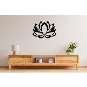 Decoratiune de perete, Lotus Flower, Metal, Dimensiune: 45 x 35 cm, Negru imagine