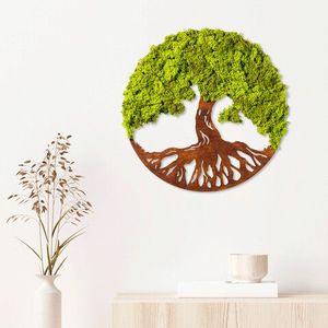 Decoratiune de perete, Tree Of Life 3, 100% MDF/MOSS (grosime: 6 mm), Dimensiune: 44 x 1 x 44 cm, Verde imagine