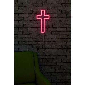 Decoratiune luminoasa LED, Cross Sign, Benzi flexibile de neon, DC 12 V, Roz imagine