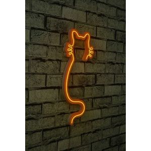 Decoratiune luminoasa LED, Cat, Benzi flexibile de neon, DC 12 V, Galben imagine