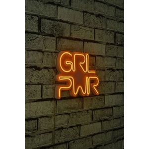 Decoratiune luminoasa LED, Girl Power, Benzi flexibile de neon, DC 12 V, Galben imagine