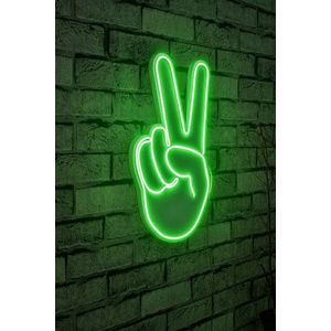 Decoratiune luminoasa LED, Victory Sign, Benzi flexibile de neon, DC 12 V, Verde imagine