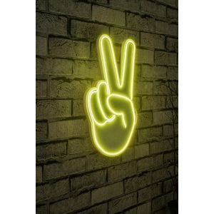 Decoratiune luminoasa LED, Victory Sign, Benzi flexibile de neon, DC 12 V, Galben imagine