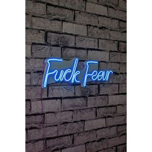 Decoratiune luminoasa LED, Fuck Fear, Benzi flexibile de neon, DC 12 V, Albastru imagine