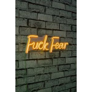 Decoratiune luminoasa LED, Fuck Fear, Benzi flexibile de neon, DC 12 V, Galben imagine