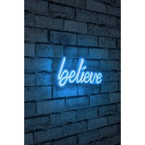 Decoratiune luminoasa LED, Believe, Benzi flexibile de neon, DC 12 V, Albastru imagine