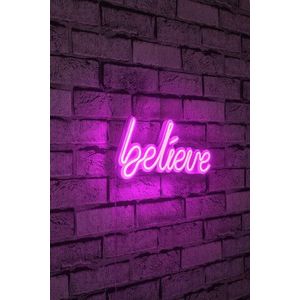 Decoratiune luminoasa LED, Believe, Benzi flexibile de neon, DC 12 V, Roz imagine