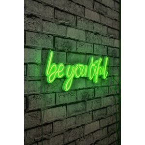 Decoratiune luminoasa LED, Be you tiful, Benzi flexibile de neon, DC 12 V, Verde imagine
