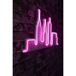 Decoratiune luminoasa LED, City Skyline, Benzi flexibile de neon, DC 12 V, Roz imagine