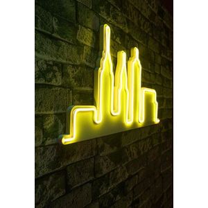 Decoratiune luminoasa LED, City Skyline, Benzi flexibile de neon, DC 12 V, Galben imagine