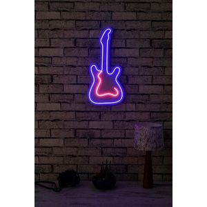 Decoratiune luminoasa LED, Guitar, Benzi flexibile de neon, DC 12 V, Albastru/Roz imagine