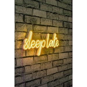 Decoratiune luminoasa LED, Sleep Late, Benzi flexibile de neon, DC 12 V, Galben imagine