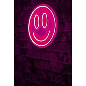 Decoratiune luminoasa LED, Smiley, Benzi flexibile de neon, DC 12 V, Roz imagine