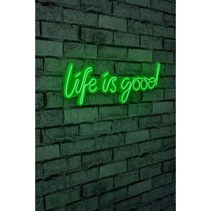 Decoratiune luminoasa LED, Life Is Good, Benzi flexibile de neon, DC 12 V, Verde imagine