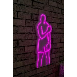 Decoratiune luminoasa LED, Muhammed Ali, Benzi flexibile de neon, DC 12 V, Roz imagine