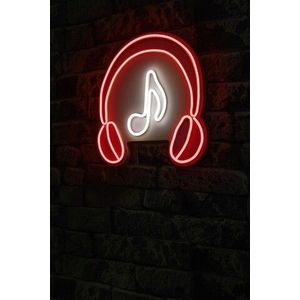 Decoratiune luminoasa LED, Music Sound Headphones, Benzi flexibile de neon, DC 12 V, Rosu/Alb imagine