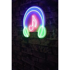 Decoratiune luminoasa LED, Music Sound Headphones, Benzi flexibile de neon, DC 12 V, Roz / Verde / Albastru imagine