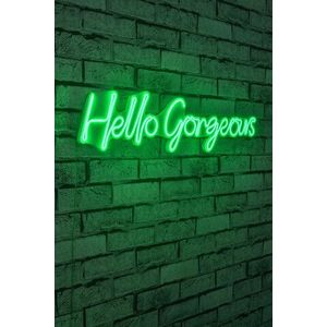 Decoratiune luminoasa LED, Hello Gorgeous, Benzi flexibile de neon, DC 12 V, Verde imagine